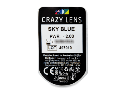 CRAZY LENS - Sky Blue - dnevne leče z dioptrijo (2 leči) - Predogled blister embalaže