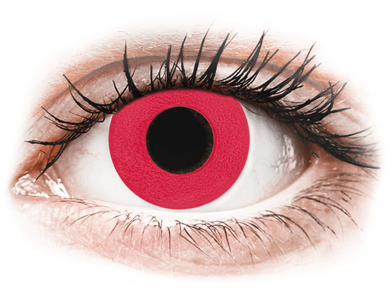 CRAZY LENS - Solid Red - dnevne leče z dioptrijo (2 leči) - Barvne kontaktne leče