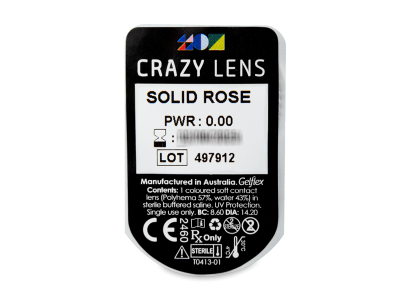 CRAZY LENS - Solid Rose - dnevne leče brez dioptrije (2 leči) - Predogled blister embalaže