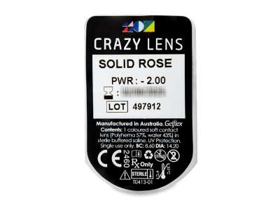 CRAZY LENS - Solid Rose - dnevne leče z dioptrijo (2 leči) - Predogled blister embalaže