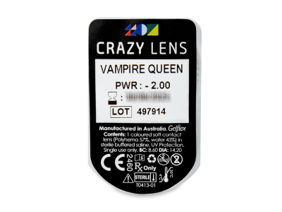 CRAZY LENS - Vampire Queen - dnevne leče z dioptrijo (2 leči) - Predogled blister embalaže