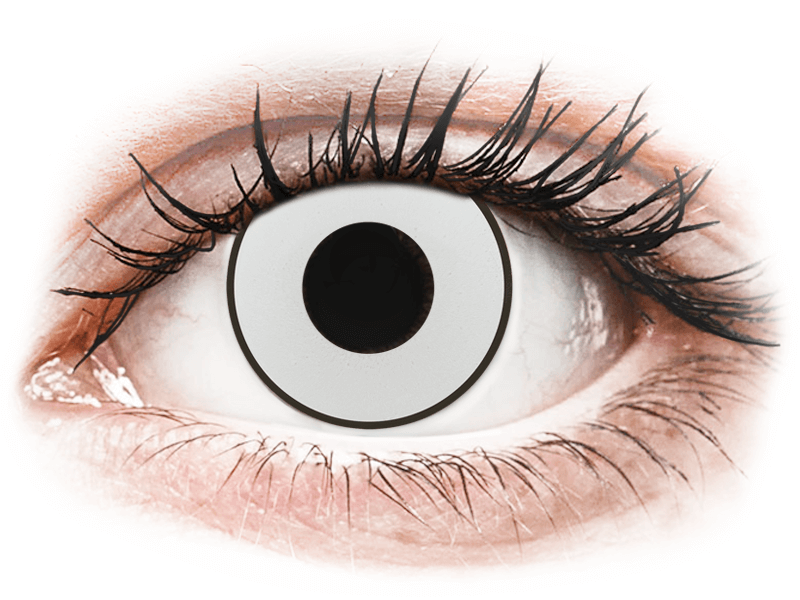 CRAZY LENS - White Black - dnevne leče brez dioptrije (2 leči) - Barvne kontaktne leče