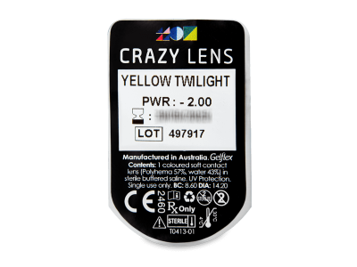CRAZY LENS - Yellow Twilight - dnevne leče z dioptrijo (2 leči) - Predogled blister embalaže