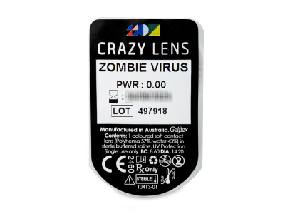 CRAZY LENS - Zombie Virus - dnevne leče brez dioptrije (2 leči) - Predogled blister embalaže
