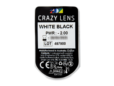 CRAZY LENS - White Black - dnevne leče z dioptrijo (2 leči) - Predogled blister embalaže
