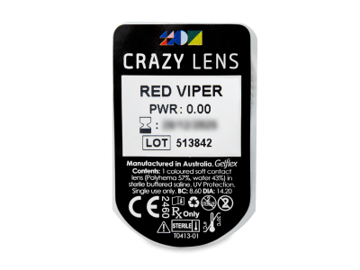 CRAZY LENS - Red Viper - dnevne leče brez dioptrije (2 leči) - Predogled blister embalaže