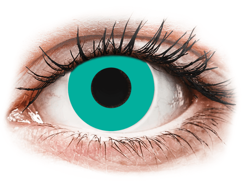 CRAZY LENS - Solid Turquoise - dnevne leče brez dioptrije (2 leči) - Barvne kontaktne leče