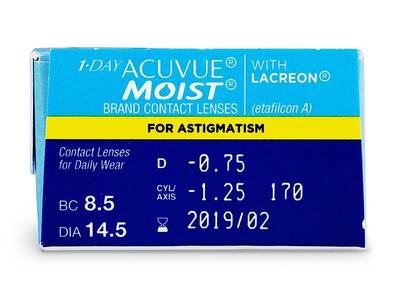 1 Day Acuvue Moist for Astigmatism (180 leč) - Predogled lastnosti