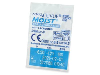 1 Day Acuvue Moist for Astigmatism (180 leč) - Predogled blister embalaže