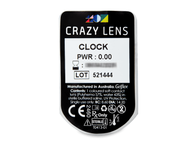 CRAZY LENS - Clock - dnevne leče brez dioptrije (2 leči) - Predogled blister embalaže