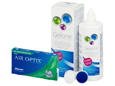 Air Optix for Astigmatism (3 leče) + tekočina Gelone 360 ml - Package deal
