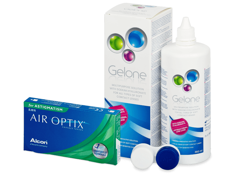 Air Optix for Astigmatism (3 leče) + tekočina Gelone 360 ml - Package deal