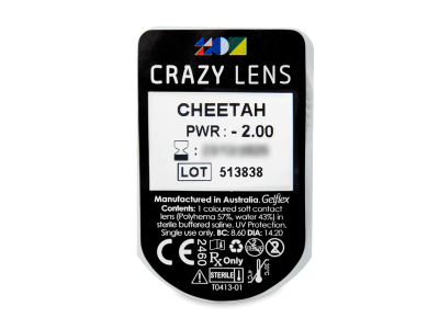 CRAZY LENS - Cheetah - dnevne leče z dioptrijo (2 leči) - Predogled blister embalaže