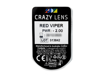 CRAZY LENS - Red Viper - dnevne leče z dioptrijo (2 leči) - Predogled blister embalaže