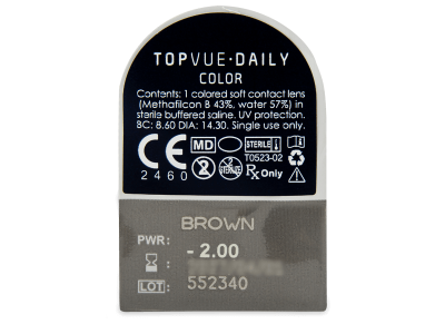 TopVue Daily Color - Brown - dnevne leče z dioptrijo (2 leči) - Predogled blister embalaže