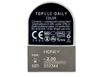 TopVue Daily Color - Honey - dnevne leče z dioptrijo (2 leči) - Predogled blister embalaže