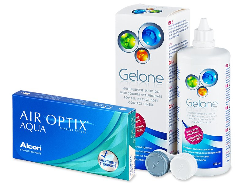 Air Optix Aqua (6 leč) + tekočina Gelone 360 ml - Package deal